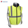 Fluoreszierende gelbe reversible Hi Vis 3m reflektierende Jacke mit Zip-Off Ärmeln im Winter